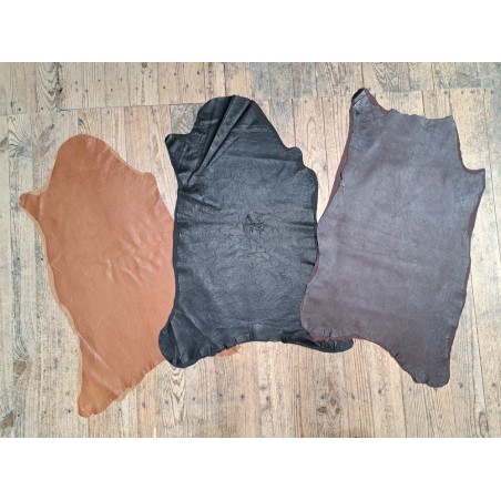 Lot de 3 peaux de cuir stretch - couleur diverses - Cuir en Stock
