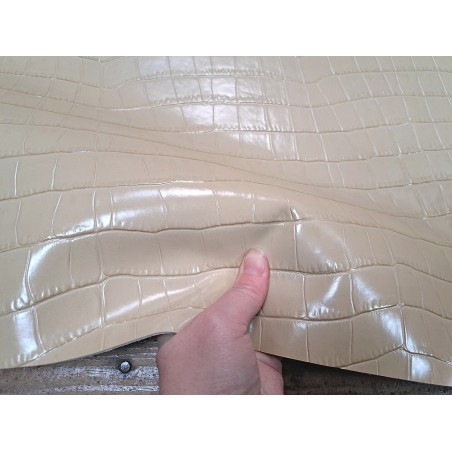 Morceau unique 82x59 - N°9 - Crocodile - Beige - Cuir en Stock