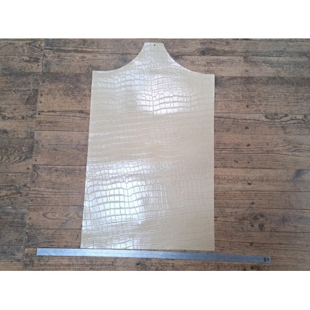 Morceau unique 82x59 - N°9 - Crocodile - Beige - Cuir en Stock