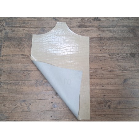 Morceau unique 82x59 - N°9 - Crocodile - Beige - Cuir en Stock