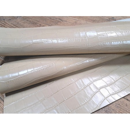Morceau unique 82x59 - N°9 - Crocodile - Beige - Cuir en Stock