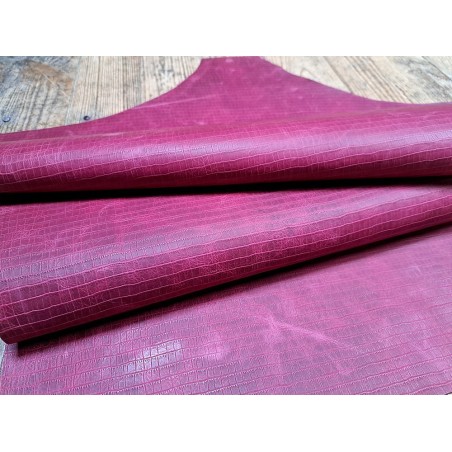 morceau rectangulaire 82x52 cm - pullup - framboise - crocodile - cuirenstock