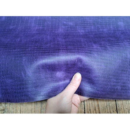 morceau rectangulaire 82x52 cm - pullup - violet - crocodile - Cuirenstock