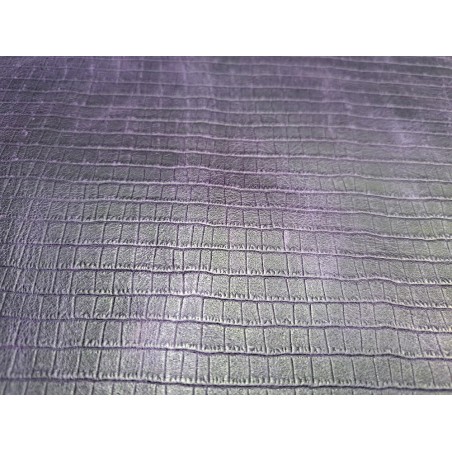 Morceau unique 82x59 - N°12 - Crocodile - Violet - Cuir en Stock