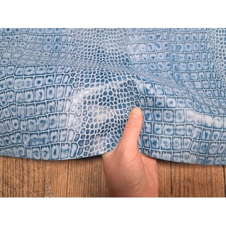 morceau rectangulaire 82x52 cm - nuancé bleu - crocodile - cuirenstock