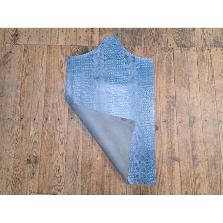 morceau rectangulaire 82x52 cm - nuancé bleu - crocodile - Cuirenstock