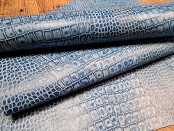 morceau rectangulaire 82x52 cm - nuancé bleu - crocodile - cuirenstock