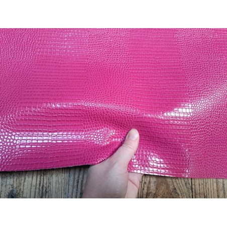 morceau rectangulaire 82x52 cm - rose - caïman - Cuirenstock