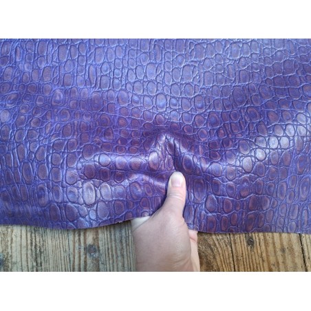 morceau rectangulaire 82x52 cm - violet - crocodile - Cuirenstock