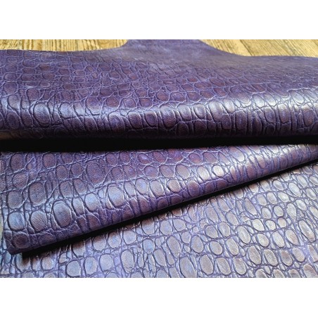 morceau rectangulaire 82x52 cm - violet - crocodile - cuirenstock
