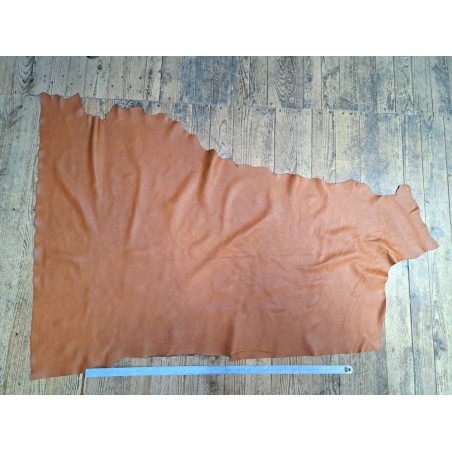 Morceau de cuir de vache grainée - Brun automnal - A - Cuir en Stock