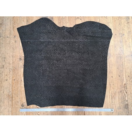 Peau de veau velours noir - félin - maroquinerie - cuir en stock