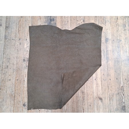 Peau de veau velours brun kaki - félin - maroquinerie - cuirenstock