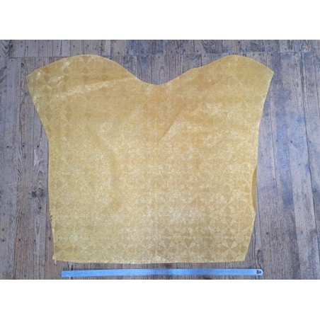 Peau de veau velours - jaune - géométrique - maroquinerie - cuir en stock