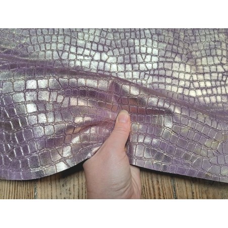 Peau de veau velours - parme - crocodile - maroquinerie - Cuirenstock