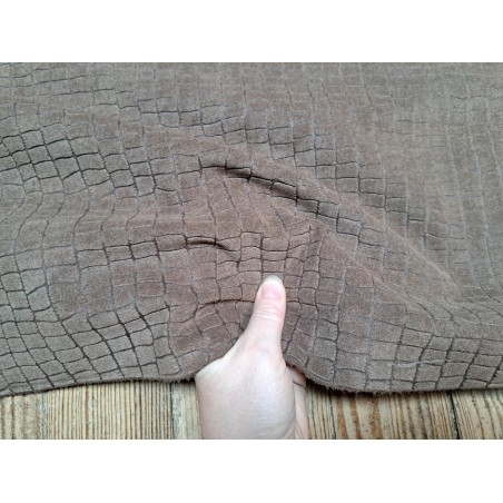 Peau de veau velours - brun - crocodile - maroquinerie - Cuirenstock