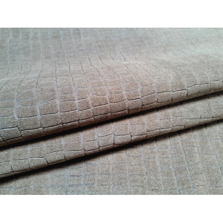 Peau de veau velours - brun - crocodile - maroquinerie - cuirenstock