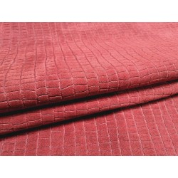 Peau de veau velours - rouge - crocodile - maroquinerie - cuirenstock