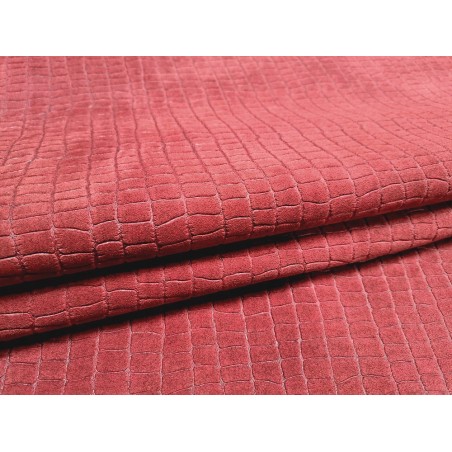Peau de veau velours - rouge - crocodile - maroquinerie - cuirenstock
