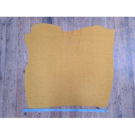 Peau de veau velours - jaune - crocodile - maroquinerie - cuir en stock
