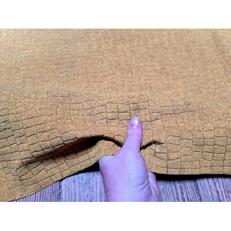 Peau de veau velours - jaune - crocodile - maroquinerie - Cuirenstock