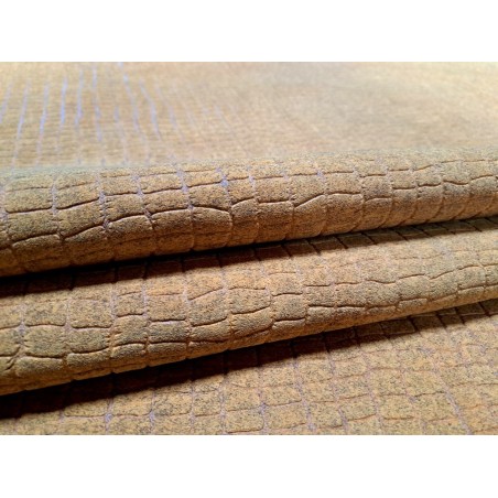 Peau de veau velours - jaune - crocodile - maroquinerie - cuirenstock