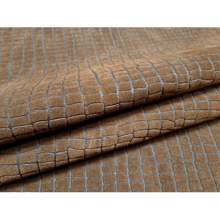 Peau de veau velours - marron - crocodile - maroquinerie - cuirenstock