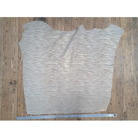 Peau de veau velours - beige/blanc - zébré - maroquinerie - cuir en stock