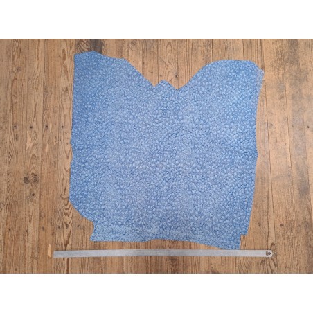 Peau de veau velours - bleu - léopard - maroquinerie - cuir en stock