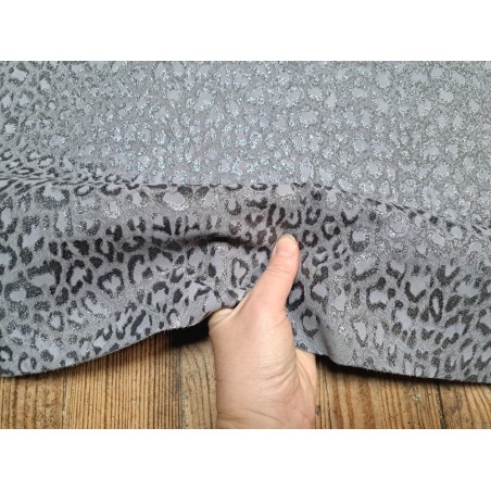 Peau de veau velours - gris - léopard - maroquinerie - Cuirenstock