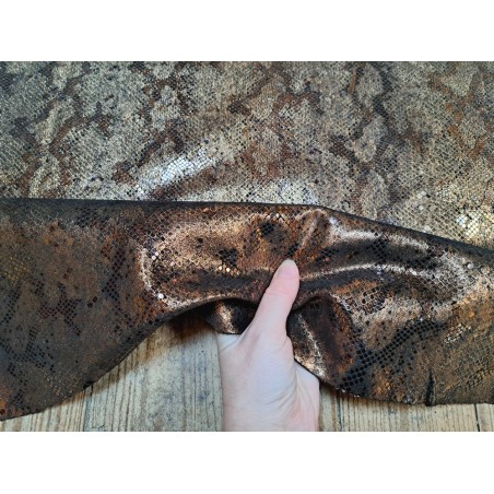 Peau de veau velours - bronze - serpent - maroquinerie - cuirenstock