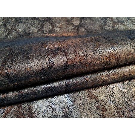 Peau de veau velours - bronze - serpent - maroquinerie - cuirenstock