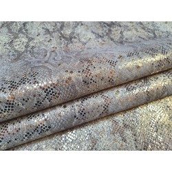 Peau de veau velours - gris clair - serpent - maroquinerie - cuirenstock