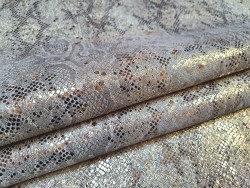 Peau de veau velours - gris clair - serpent - maroquinerie - cuirenstock