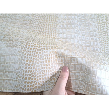 morceau rectangulaire 82x52 cm - crème - crocodile - Cuirenstock