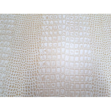 Morceau unique 82x59 - N°1- Crocodile - Crème - Cuir en Stock
