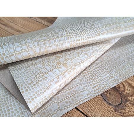 morceau rectangulaire 82x52 cm - crème - crocodile - cuirenstock
