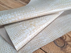 morceau rectangulaire 82x52 cm - crème - crocodile - cuirenstock