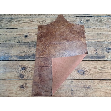 Morceau unique 82x59 - N°5 - Effet froissé - Bronze - Cuir en Stock