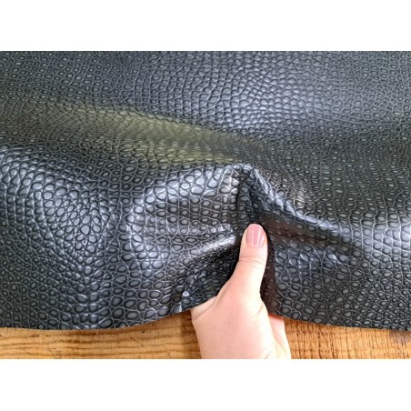morceau rectangulaire 82x52 cm - caïman - charbon - cuir en stock