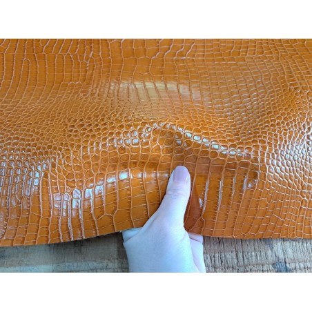 morceau rectangulaire 82x52 cm - crocodile - miel - Cuirenstock