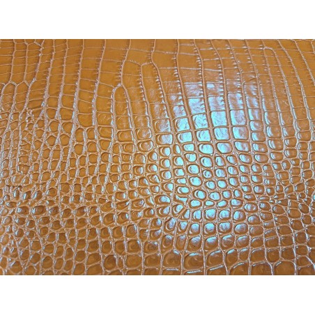 Morceau unique 82x59 - N°9 - Crocodile - Miel - Cuir en Stock