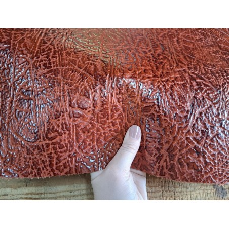 morceau rectangulaire 82x52 cm - gros grains - brun rouge - Cuirenstock
