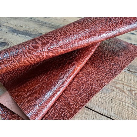 morceau rectangulaire 82x52 cm - gros grains - brun rouge - cuirenstock