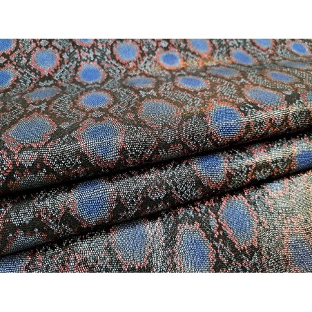 Peau de veau velours - noir/bleu - lézard - maroquinerie - cuirenstock