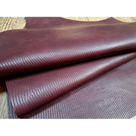 morceau rectangulaire 82x52 cm - bordeaux - lézard - cuirenstock