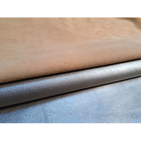 Lot de 2 peaux de Cuir de chèvre et d'agneau - Cuir en Stock
