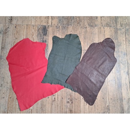 Lot de 3 peaux de cuir stretch - couleur diverses - Cuir en Stock