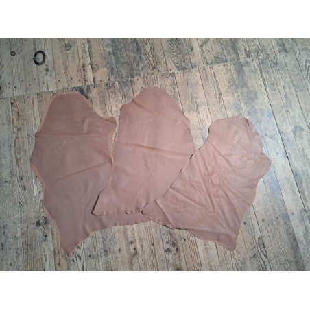 Lot de 3 peaux de cuir stretch - Brun rosé - Cuirenstock
