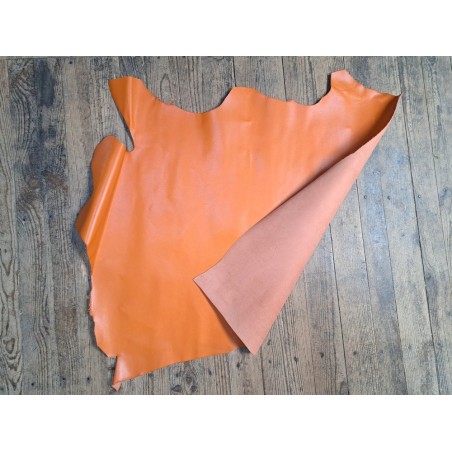 Demi-peau de cuir de vachette tannage ferme - orange - cuirenstock